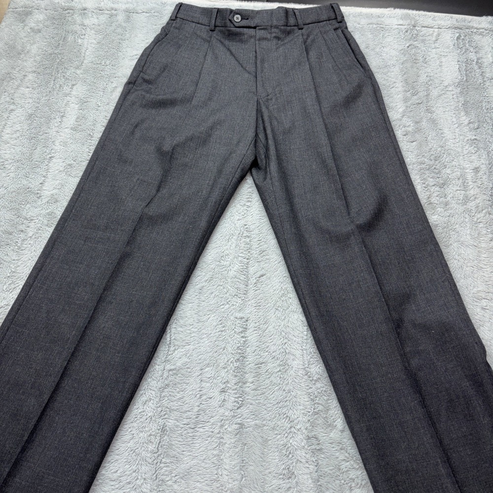 Stafford Executive Dress Pants Mens 32x32 Black Wool Straight Leg Career Casual